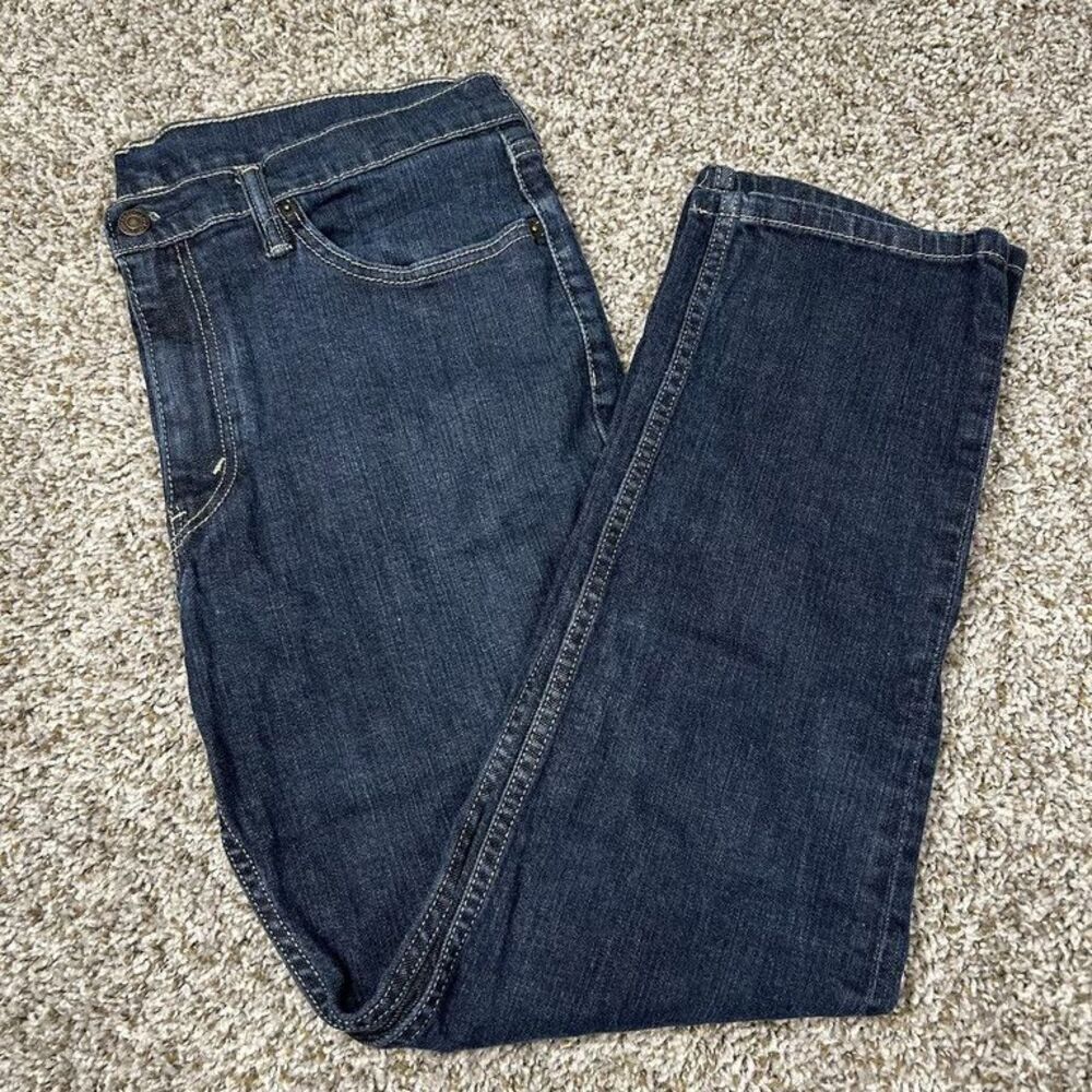 Levis 511 Slim Fit Jeans Mens 36x30 Dark Wash Blue Stretch Denim Pre-Owned Made